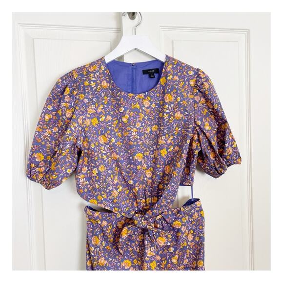 J. Crew Midnight Floral Cut Out Cotton Poplin S/S Midi Dress NWOT - Picture 4 of 13
